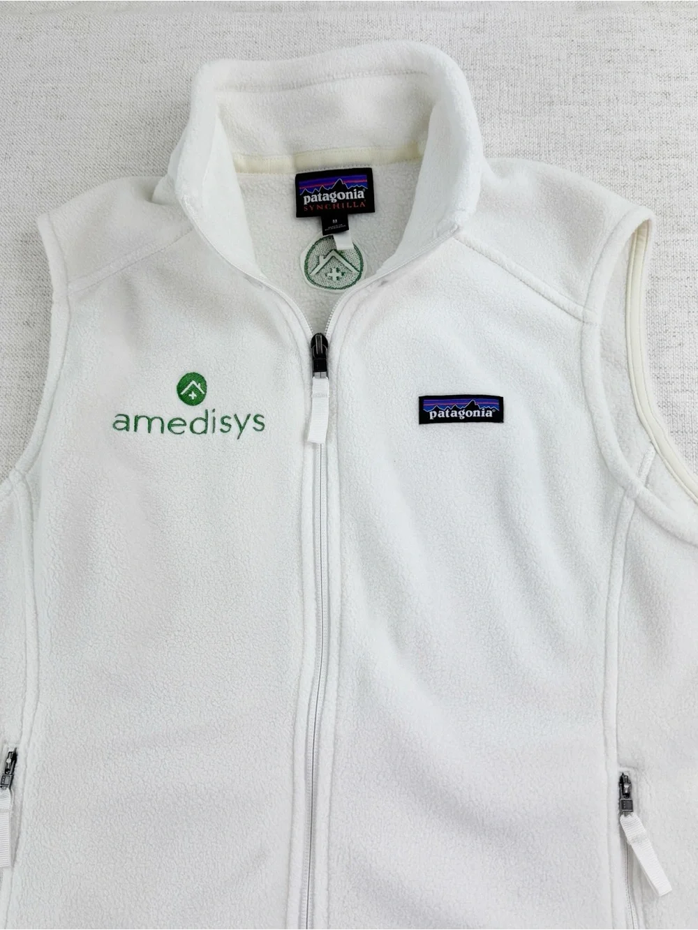 Patagonia Women M Classic Synchilla  Fleece Vest with Amedisys green embroidery - Picture 2 of 14